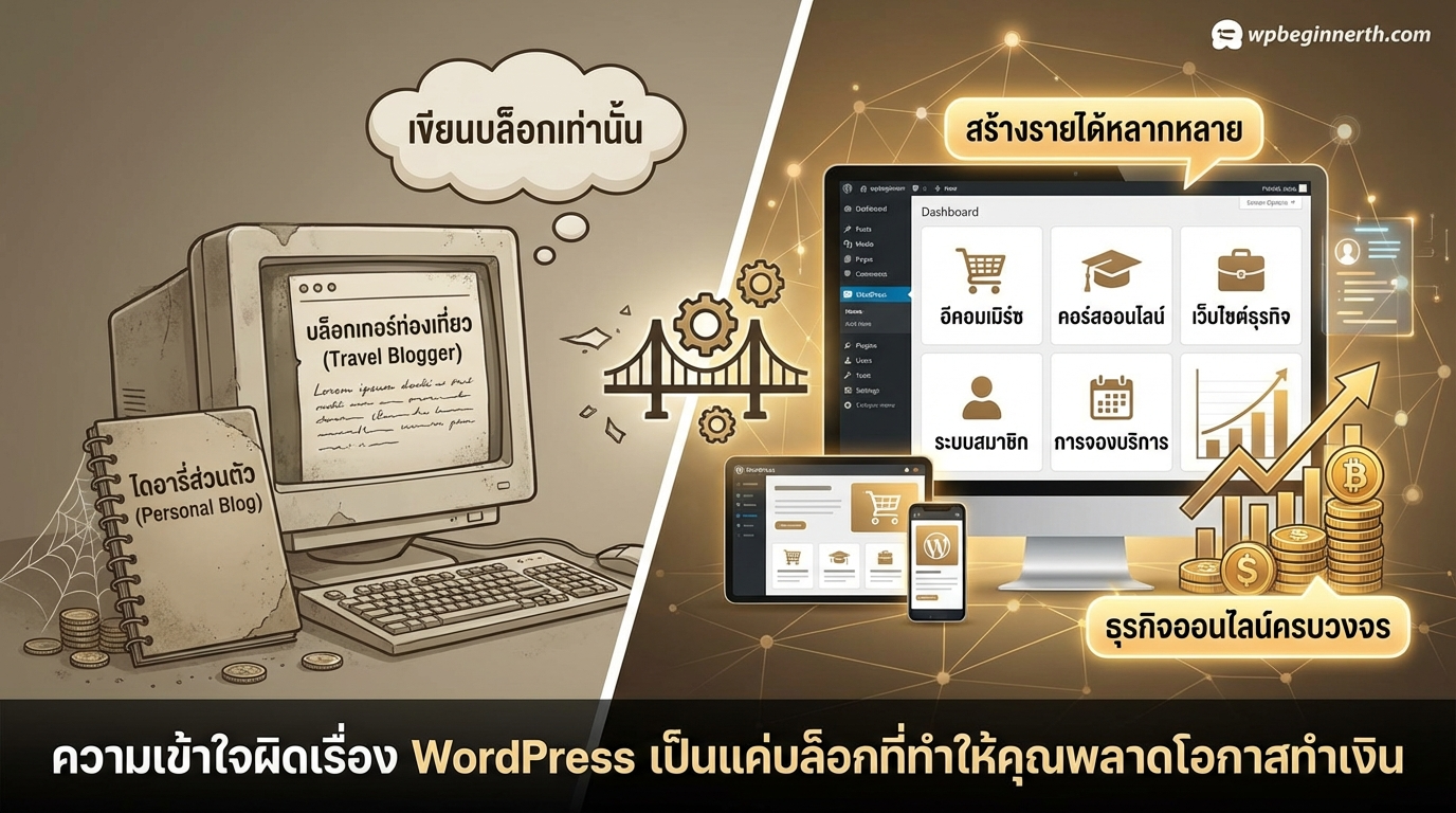 ความเข้าใจผิดเรื่อง WordPress เป็นแค่บล็อกที่ทำให้คุณพลาดโอกาสทำเงิน